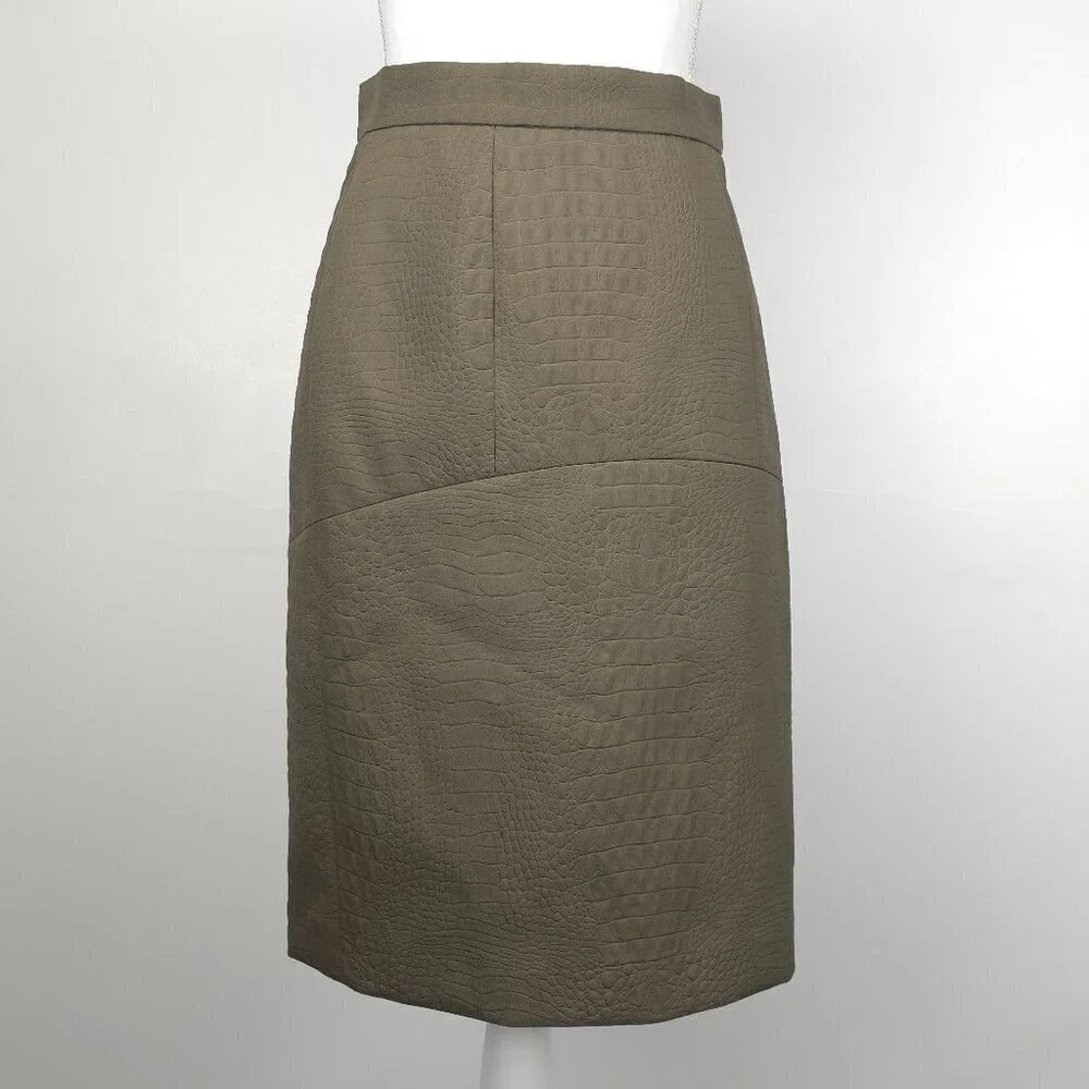 M MISSONI Green Knee Length Pencil Skirt with Animal Embossing